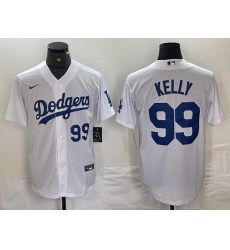 Men Los Angeles Dodgers 99 Joe Kelly White Cool Base Stitched Baseball Jersey 8