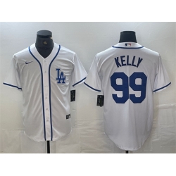 Men Los Angeles Dodgers 99 Joe Kelly White Cool Base Stitched Baseball Jersey