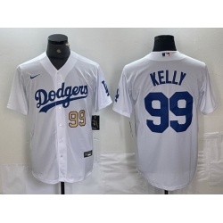 Men Los Angeles Dodgers 99 Joe Kelly White Cool Base Stitched Baseball Jersey 9