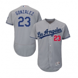 Men Los Angeles Dodgers Adrian Gonzalez Grey Authentic Home Flex Base MLB Jersey