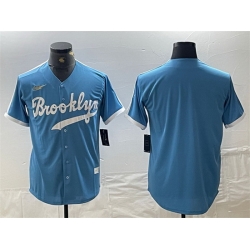 Men Los Angeles Dodgers Blank Light Blue Throwback Cool Base Stitched Baseball Jersey