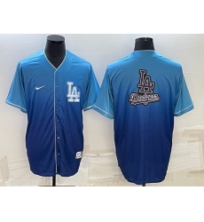 Men Los Angeles Dodgers Blue Team Big Logo Cool Base Stitched Baseball Jersey