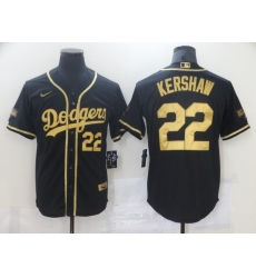 Men Los Angeles Dodgers Clayton Kershaw 22 Black Gold MLB Stitched Jersey