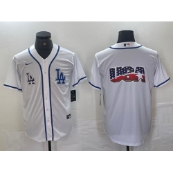 Men Los Angeles Dodgers Gig logo White Cool Base Stitched Baseball Jersey