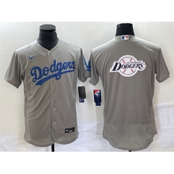 Men Los Angeles Dodgers Grey Team Big Logo Flex Base Stitched Baseball Jersey