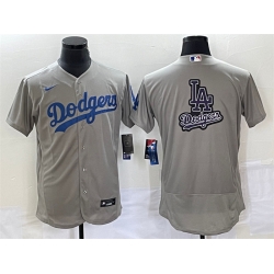 Men Los Angeles Dodgers Grey Team Big Logo Flex Base Stitched Baseball JerseyS