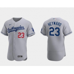 Men Los Angeles Dodgers Jason Heyward #23 Grey Flex Base Stitched MLB jersey