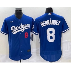 Men Los Angeles Dodgers Kike Hernandez #8 Blue Stitched Flex Base MLB Jersey
