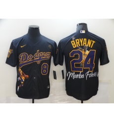 Men Los Angeles Dodgers Kobe Bryant 8 24 Mamba MLB Manba Black Purple Jersey