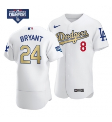Men Los Angeles Dodgers Kobe Bryant Gold Program White Flex Base Stitched Jersey