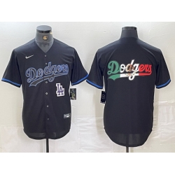 Men Los Angeles Dodgers Team Big Logo Black Cool Base Stitched Baseball Jersey 10