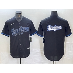 Men Los Angeles Dodgers Team Big Logo Black Cool Base Stitched Baseball Jersey 2