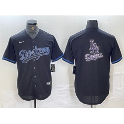 Men Los Angeles Dodgers Team Big Logo Black Cool Base Stitched Baseball Jersey 4