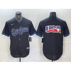 Men Los Angeles Dodgers Team Big Logo Black Cool Base Stitched Baseball Jersey 9