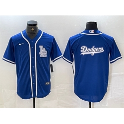 Men Los Angeles Dodgers Team Big Logo Blue Cool Base Stitched Baseball Jerseys
