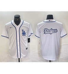 Men Los Angeles Dodgers Team Big Logo White Cool Base Stitched Baseball Jersey 1