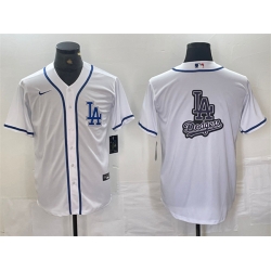 Men Los Angeles Dodgers Team Big Logo White Cool Base Stitched Baseball Jersey 3