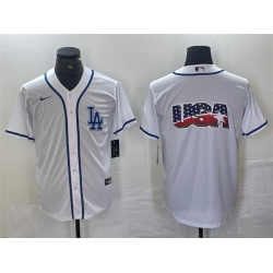 Men Los Angeles Dodgers Team Big Logo White Cool Base Stitched Baseball Jersey 4