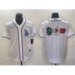 Men Los Angeles Dodgers Team Big Logo White Cool Base Stitched Baseball Jersey