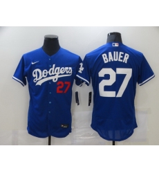 Men Los Angeles Dodgers Trevor Bauer 27 Royal Authentic Jersey