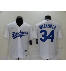 Men Nike Los Angeles Dodgers 34 Fernando Valenzuela White Jersey