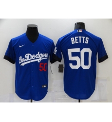 Men Nike Los Angeles Dodgers #50 Mookie Betts Blue Elite City Player Jersey