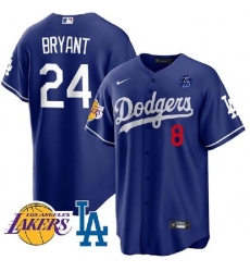 Men Nike Los Angeles Dodgers 8 24 Kobe Bryant Mamba Day Lakers Logo Flex Base Jersey