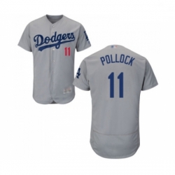 Mens Los Angeles Dodgers 11 A J Pollock Gray Alternate Flex Base Authentic Collection Baseball Jersey
