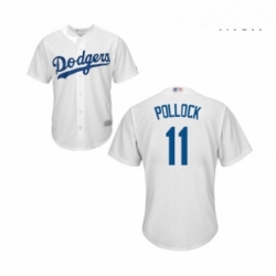 Mens Los Angeles Dodgers 11 A J Pollock Replica White Home Cool Base Baseball Jersey 