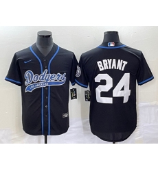 Men's Los Angeles Dodgers #24 Kobe Bryant Black With Patch Cool Base Stitched Baseball Jersey