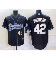 Men's Los Angeles Dodgers #42 Jackie Robinson Number Black With Patch Cool Base Stitched Baseball Jersey