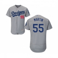 Mens Los Angeles Dodgers 55 Russell Martin Gray Alternate Flex Base Authentic Collection Baseball Jersey