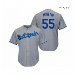 Mens Los Angeles Dodgers 55 Russell Martin Replica Grey Road Cool Base Baseball Jersey 