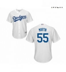 Mens Los Angeles Dodgers 55 Russell Martin Replica White Home Cool Base Baseball Jersey 
