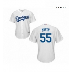 Mens Los Angeles Dodgers 55 Russell Martin Replica White Home Cool Base Baseball Jersey 