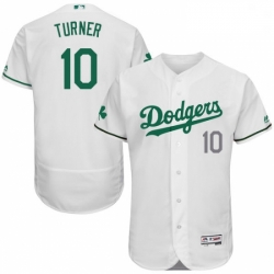 Mens Majestic Los Angeles Dodgers 10 Justin Turner White Celtic Flexbase Authentic Collection MLB Jersey