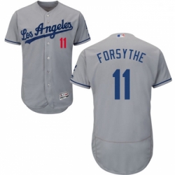Mens Majestic Los Angeles Dodgers 11 Logan Forsythe Grey Flexbase Authentic Collection MLB Jersey