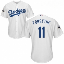 Mens Majestic Los Angeles Dodgers 11 Logan Forsythe Replica White Home 2017 World Series Bound Cool Base MLB Jersey 