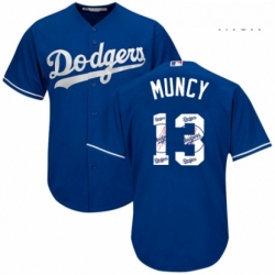 Mens Majestic Los Angeles Dodgers 13 Max Muncy Authentic Royal Blue Team Logo Fashion Cool Base MLB Jersey 