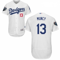 Mens Majestic Los Angeles Dodgers 13 Max Muncy White Home Flex Base Authentic Collection 2018 World Series Jersey 