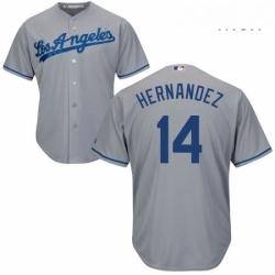 Mens Majestic Los Angeles Dodgers 14 Enrique Hernandez Replica Grey Road Cool Base MLB Jersey