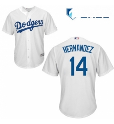 Mens Majestic Los Angeles Dodgers 14 Enrique Hernandez Replica White Home Cool Base MLB Jersey