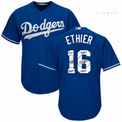 Mens Majestic Los Angeles Dodgers 16 Andre Ethier Authentic Royal Blue Team Logo Fashion Cool Base MLB Jersey