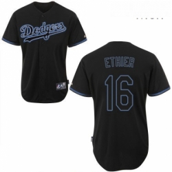 Mens Majestic Los Angeles Dodgers 16 Andre Ethier Replica Black Fashion MLB Jersey