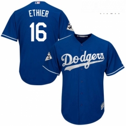 Mens Majestic Los Angeles Dodgers 16 Andre Ethier Replica Royal Blue Alternate 2017 World Series Bound Cool Base MLB Jersey
