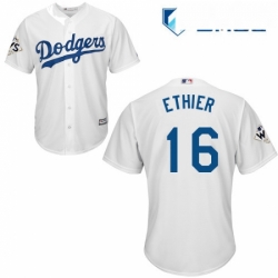 Mens Majestic Los Angeles Dodgers 16 Andre Ethier Replica White Home 2017 World Series Bound Cool Base MLB Jersey
