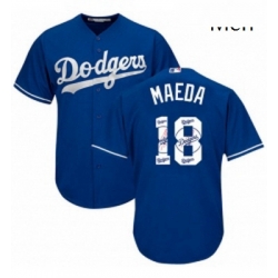 Mens Majestic Los Angeles Dodgers 18 Kenta Maeda Authentic Royal Blue Team Logo Fashion Cool Base MLB Jersey