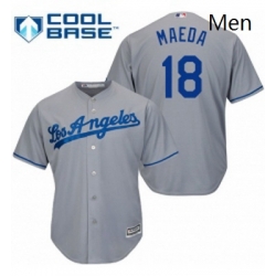 Mens Majestic Los Angeles Dodgers 18 Kenta Maeda Replica Grey Road Cool Base MLB Jersey