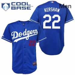 Mens Majestic Los Angeles Dodgers 22 Clayton Kershaw Authentic Royal Blue Cool Base MLB Jersey