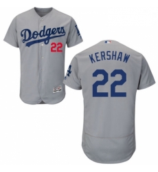 Mens Majestic Los Angeles Dodgers 22 Clayton Kershaw Gray Alternate Road Flexbase Authentic Collection MLB Jersey